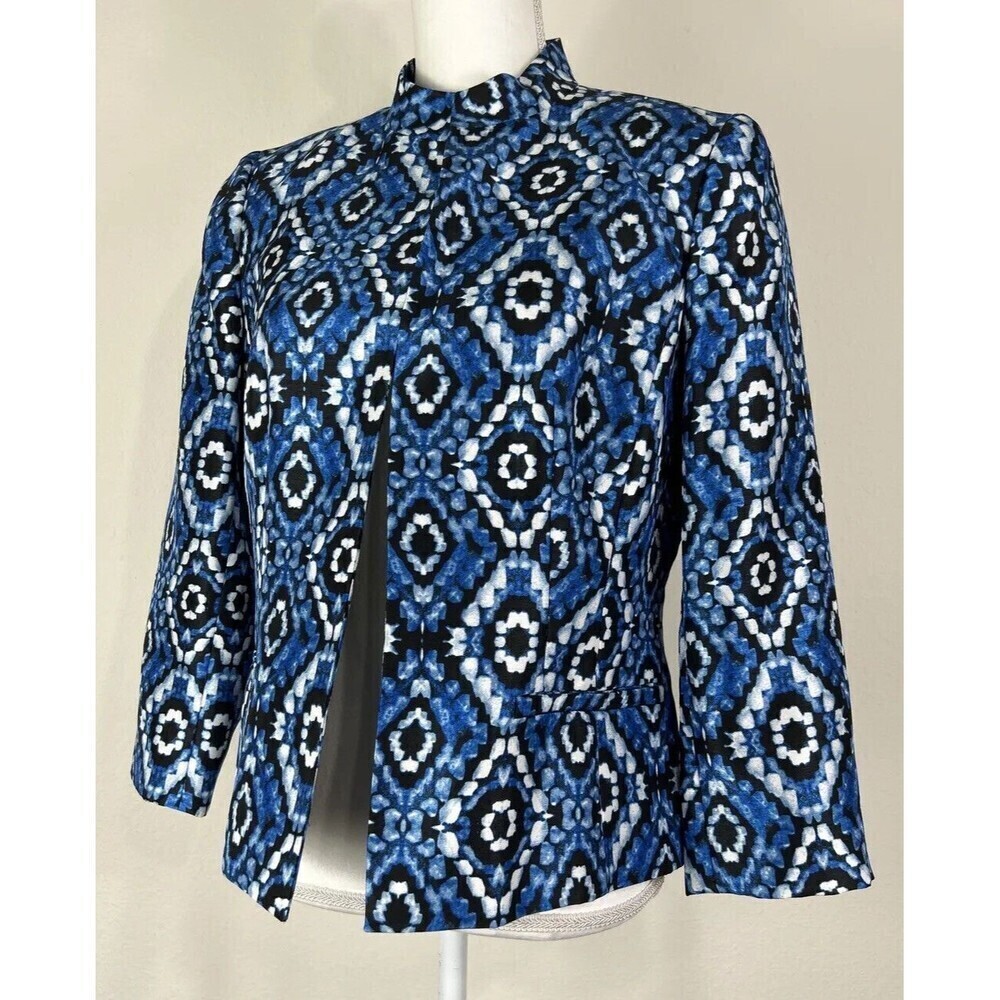 Kasper Cabana Multi Color Geo Print Open Front Ma… - image 8